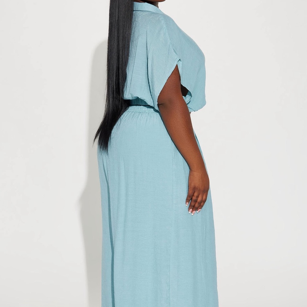 Fashion Nova Sky Blue Wide-Leg High Waist Pants - Picture 2 of 2